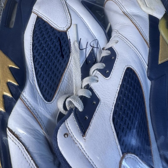 Nike Air Jordan 5 V Retro Low White Navy Gold Men's Sz 12 819171 135 - Picture 11 of 11
